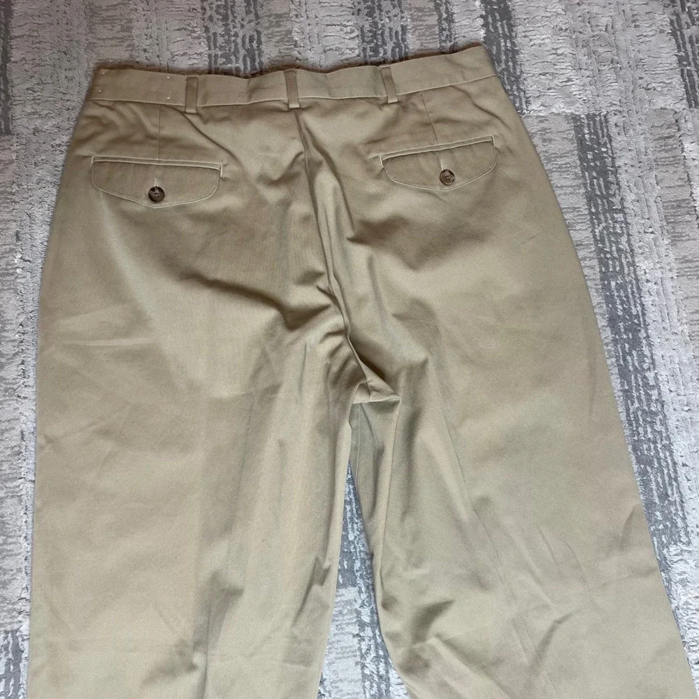 LL Bean Khaki Chino Dress‎ Pants Straight Fit Cuffed Mens 36 Actual Fit  W34 L32